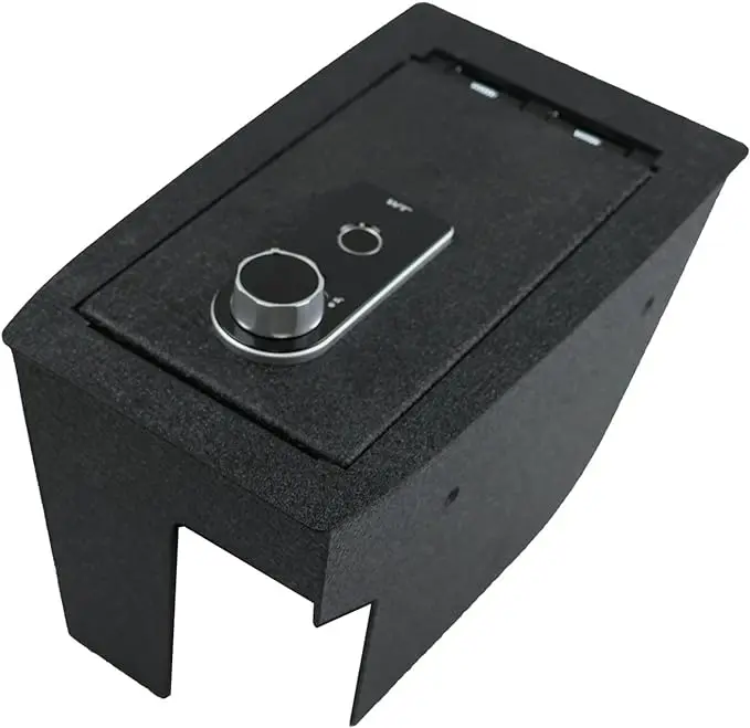 Center Console Safe Vault - KEREN Console Gun Safe Box Compatible with Ford Escape 2020-2024, Fingerprint Lock with Key