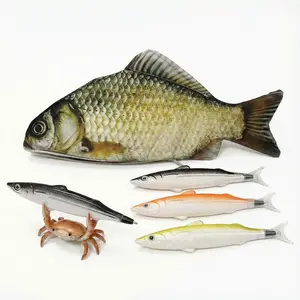 Funny Fish Set with 1 Fish Pouch 3 Fish Pens and 1 Crab Holder Creative Desk Accessories for Office School Home Novelty Gifts Prank Birthday Presents