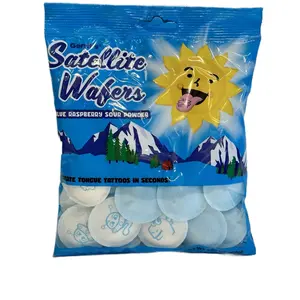 Gerrit’s Satellite Wafers Blue Raspberry Sour Powder w/ Tattoo Sweet Snack Sweet Tongue Candy Bonbon Artificial