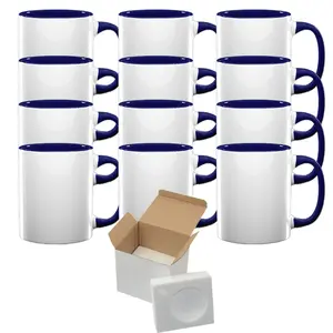 12-Pack 15oz El Grande Dark Blue Inside & Handle Sublimation Mugs | Foam Mug Shipping Boxes Included