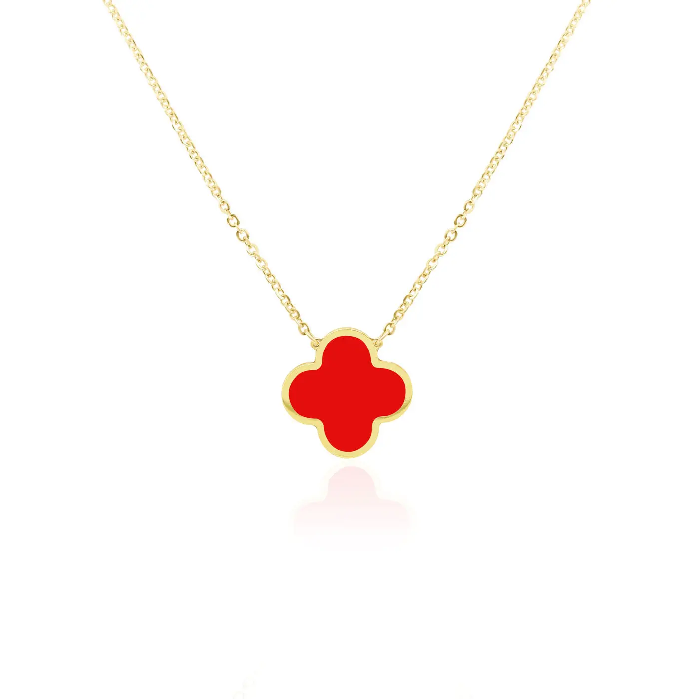 Extra Large Coral Single Clover Necklace