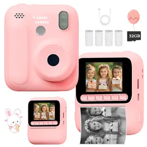 2025 Upgraded Kids Color Instant Print Digital Camera with 32GB Card, 48MP & 1080P Video, 4 Educational Games + Music Player, Top Christmas Birthday Gift for Ages 3-12 (with Coloring Pens)