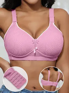 MZ 1/PCS EssElegance Push-Up Jacquard Bra Adjustable Support Straps Wire-Free DailyComfort Women's Lingerie Soft Underwire Seamless Basic Chic Minimalist Vneck Kalon Tank Bras Nylon