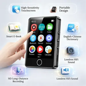 64GB MP3 player (supports Bluetooth), with high-fidelity sound quality, designed specifically for sports runners; equipped with a 2.8-inch screen, built-in high-definition speaker, integrates recording, FM radio, and e-book functions, comes with earphones
