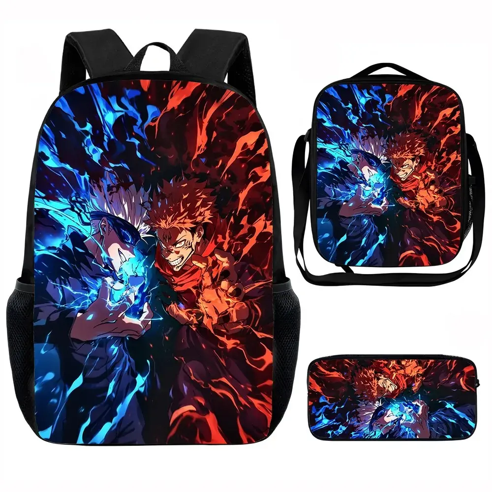 Jujutsu Kaisen Itadori Yuji & Gojo Satoru Anime Cartoon Print Multi-Purpose Unisex Bags Bundle - Backpack, Crossbody Bag, Pencil Case for Back to School Haul/Travel, Birthday Gifts