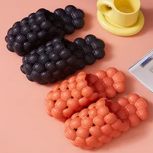 Minimalist and Unique, Women's Fashion Bubble Slippers Sandals - Comfortable Lychee Texture, Round Toe, Ankle Strap, EVA Material, Flat Heel, Slip-On Design, Buckle Sandals