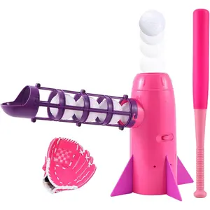 Kids Baseball Pitching Machine, Pop-Up Baseball Popper for Hitting Practice, Auto Pop & Pitch Trainer Set with Bat, Balls & Glove, Backyard Toy, Ages 5-10