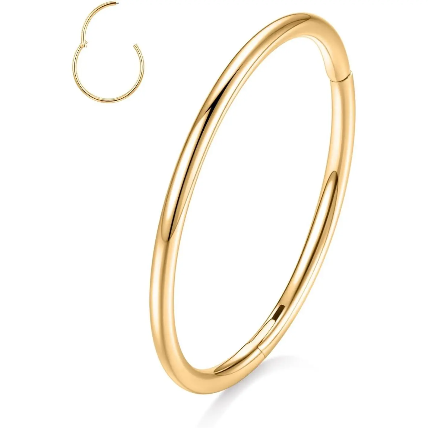 316L Surgical Steel Hinged Segment Nose Ring Hoop for Nose, Septum, Cartilage, Helix, Tragus, Conch, Rook, Daith, Lobe, Lip Piercings - 1 Pc(Gift)