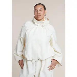 ELOQUII Women's Plus Size Cotton-Blend Drawcord Bomber Jacket