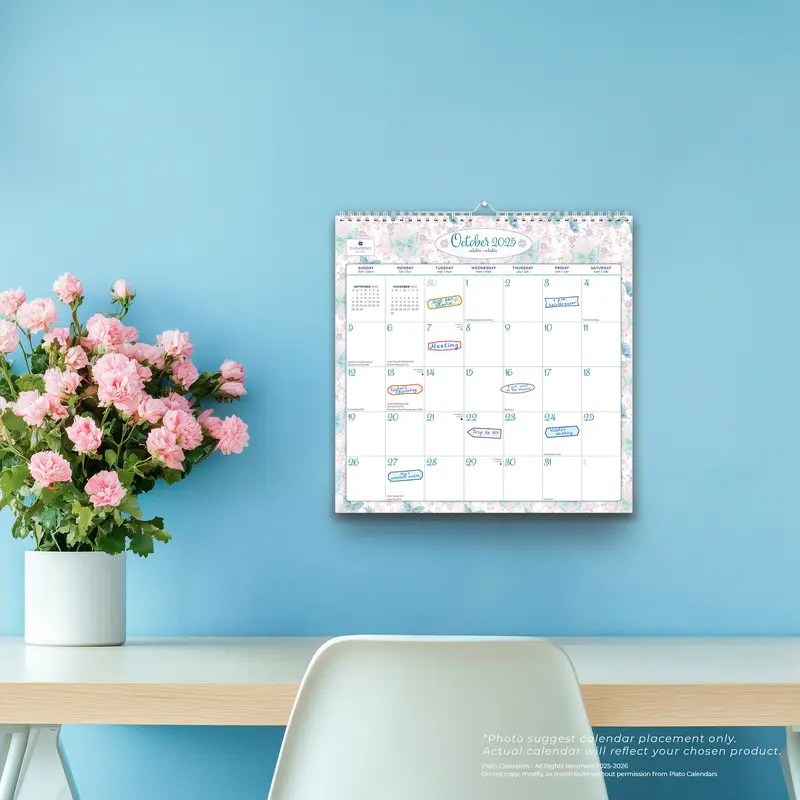 House of Turnowsky OFFICIAL | 2026 12 x 12 Inch (Hanging) 18 Months Monthly Square Wire-O Calendar | Sticker Sheet | July 2025 - December 2026 | Plato | Stationery Elegant Exclusive 4