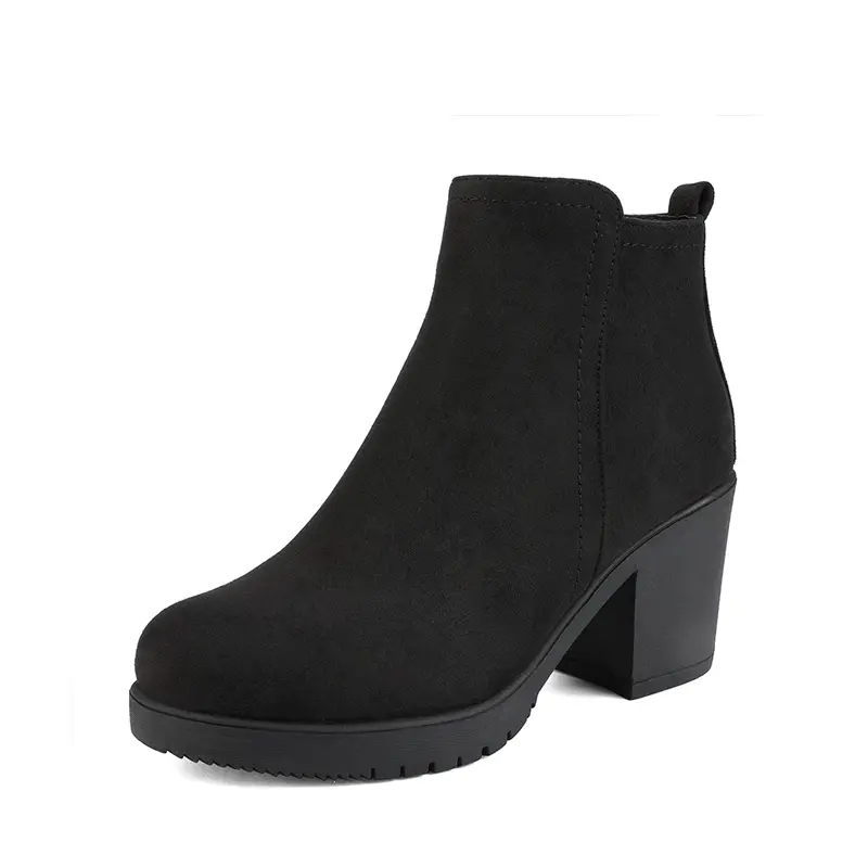 Dream Pairs Women's Low-Heel Chunky Ankle Boots - Fashion Booties, Soft Fur-Lined, Non-Slip Rubber Sole Footwear, Round Toe, Zip