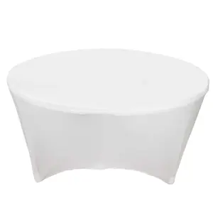 Stretch Spandex 6ft Round Tablecloth White - Durable Form-Fitting Table Cover for Events & Presentations