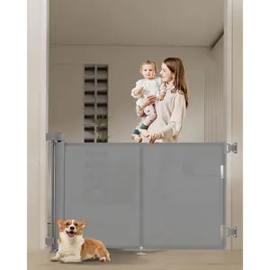 Upgraded 59" Retractable Baby Gates with Reinforced Strip Design to Prevent Crawling Through, 34" Tall Retractable Dog Gate, 5 FT Retractable Gates for Stairs, Doorways, Hallways