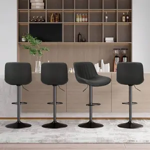 2-Piece Bar Stool Set With Adjustable Bar Height, Modern Swivel Bar Stool With Backrest, Island Chair For Home Kitchens