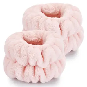 Wrist Bands for Washing Face, Microfiber Wrist Towels for Washing Face, Spa Wristbands for Washing Face, Face Wash Wristbands, Arm Bands for Washing Face for Woman Children（Pale Pink） Dorbetar