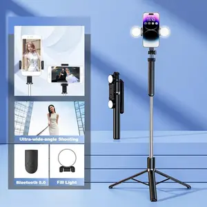 Selfie Stick Tripod for iPhone with Light,360 Rotation That Follows Your Movement,66" Phone Camera Tripod Stand for Content Creator Vlog Live Stream Video Recording Phone Tripod with Wireless Remote and Phone Holder, Selfie Stick for Android