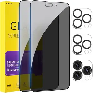 2+2 Pack for  14 Pro Max  Screen Protector with Camera Lens Protector Full Coverage Anti-Spy Tempered Glass Film 9H Hardness Easy Installation Bubble Free [6.7 inch]