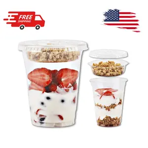 Clear Plastic Parfait Cups with Insert &Lids No Hole - Yogurt Fruit Parfait Cups