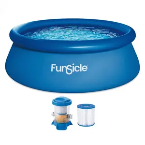 Funsicle 8' x 30" QuickSet Inflatable Ring Top Outdoor Above Ground Pool w/Pump