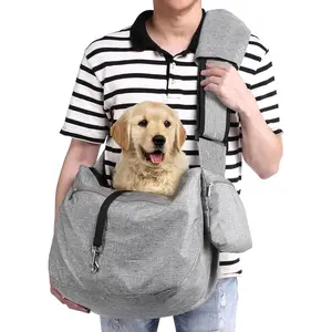 Pet Sling Carrier Fits 15 to 25lbs Extra-Large Dog/Cat Reversible Hands-Free Bag with Adjustable Strap and Pocket Shoulder Pad for Outdoor Travel Hiking
