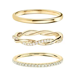 Stackable Gold Plated Rings for Women Non Tarnish, Dainty 14K Gold Diamond Rings Set Thumb Fashion Thin Cubic Zirconia Pack Simple Unique Statement Rings Jewlery 5/6/7/8/9/10