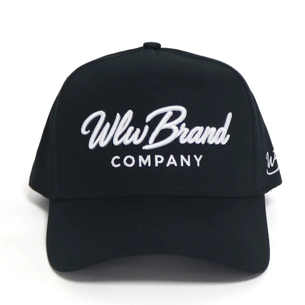 WLWBRANDCO - Black Structured 5-Panel Adjustable Hat