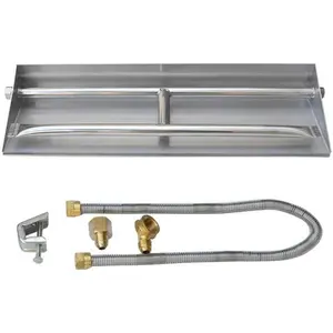 Stainless Steel  Gas Fireplace Dual Flame Pan Burner Kit, 14.5-inch