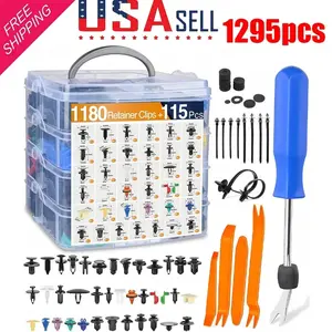 1295PCS Car Retainer Clips Auto Panel Trim Fasteners Push Pin Rivet Bumper Kit