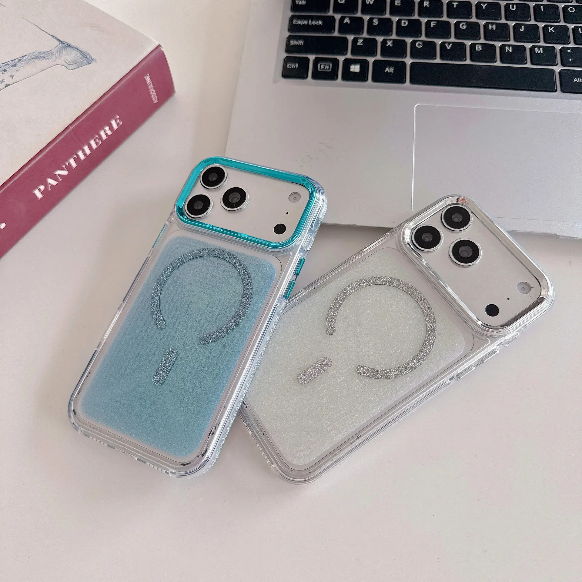 Case & Nova Minimalist Glitter Dipped Magnetic PC Protective Case, Side Glitter Shockproof Cover for iPhone 17 Pro Max,16,15,14,13,12 Pro Max,12,11,XS Max - Cute Laser Anti-Drop Phone Accessories, Iphone 11