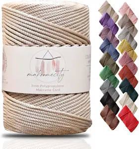 Premium Polyester Macrame Cord 3mm x 131 Yards (394 feet) 3mm Polypropylene Latte Cord for Crochet Crafts Wall Hangings Bags Underplate Rugs