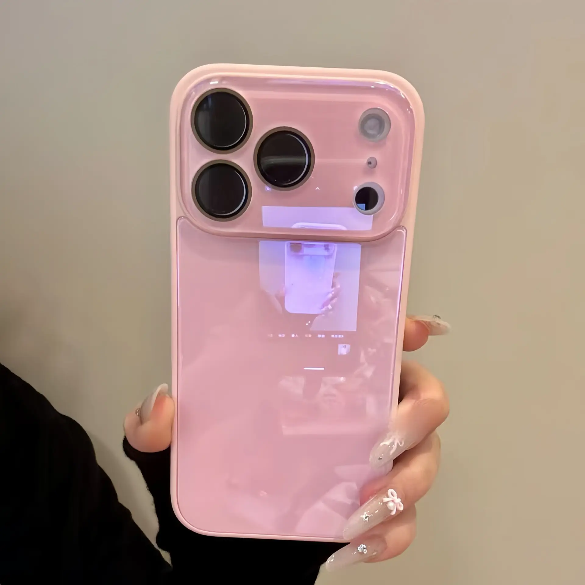 Candy-Colored Glossy Glass Back TPU Casing for IP 13,14,15,16 Pro Max,17 Pro Max - Customized Anti-Drop Full Protection Cellphone Case with Simple Solid Color Design, Shockproof Handheld Electronics Accessory Protective Screen Protector