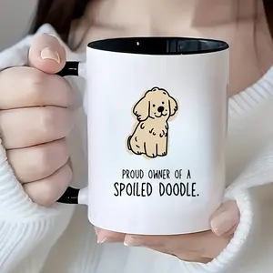 Ceramic Doodle Dog Mug - 11oz Coffee Cup for Pet Lovers with "Proud Owner of a Spoiled Doodle" Print, Microwave and Dishwasher Safe