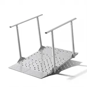【fathersdaygift】VEVOR Wheelchair Ramp with Handrails44.9 x 33.5 inHeavy Duty Aluminum Handicap Ramp440 lbs CapacityNon-Slip Portable Threshold Ramps for Home StepsStairsDoorwaysCurbsWalkersScooters