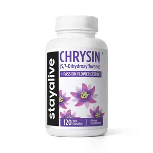 STAY ALIVE Chrysin Supplement & Passion Flower Extract Powder, 5,7-Dihydroxyflavone, Non-GMO and Gluten-Free Chrysin for Men and Women, 120 Capsules