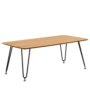 Elmwood Rectangular Coffee Table with Ash Wood Tabletop in Iron