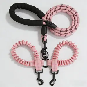 Double Dog Leash, No Pull Reflective for All Dog Sizes, 360° Swivel Tangle Free Bungee Walking Training