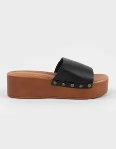 BAMBOO Rez Womens Studded Flatform Slides