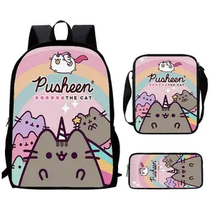 Men's Kawaii Fat Cat Printed Backpack, Multiple Lovely Patterns, Adjustable Comfort Straps, Wearproof Lightweight Fabric, for Daily Commute & Outdoor Use