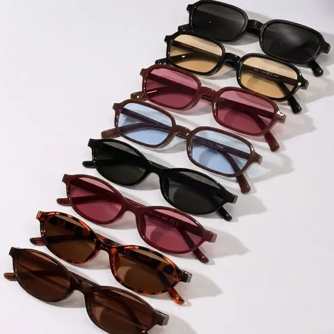 8 Pairs Trendy Multicolor Small Frame Sunglasses Set, Multifunctional, Sweet Cool Style, Face Shape Correction, Ideal for Streetwear, Travel, Gift, Summer Sunglasses, Sunglasses Gifts