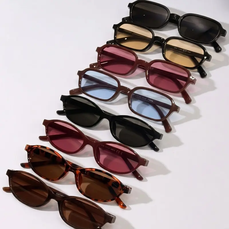 8 Pairs Trendy Multicolor Small Frame Sunglasses Set, Multifunctional, Sweet Cool Style, Face Shape Correction, Ideal for Streetwear, Travel, Gift, Summer Sunglasses, Sunglasses Gifts