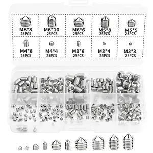 Headless Hex Socket Screws, Hex Cap Screws, Stainless Steel Pointed Fastening Screws for Home Repair, Ideal for Small DIY Projects