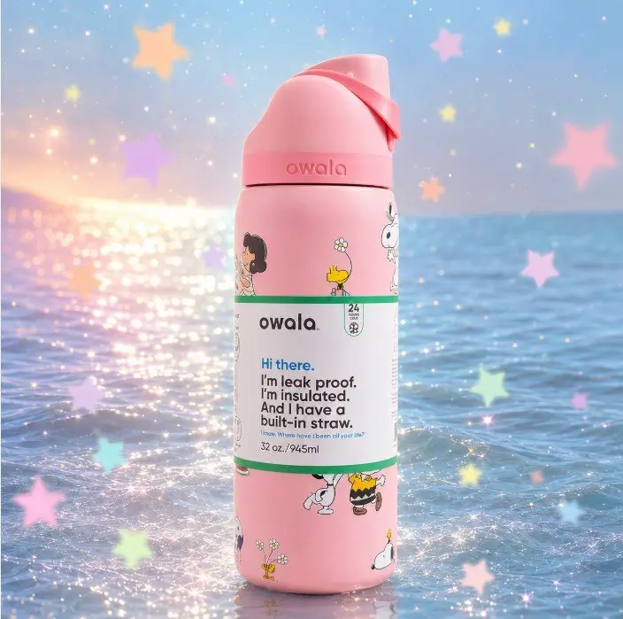 Light Pink - Owala FreeSip 32oz Stainless Steel Water Bottle, Keeps Cold 24H Hot 12H, BPA-Free Insulated Cup for Gym Travel #Water Bottle #SPORT
