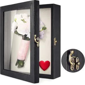 Flowers Shadow Box Display Case 13 x 16 Large Shadow Box Picture Frame with Glass Wedding Bouquet Memorabilia Medals Photos Memory Box