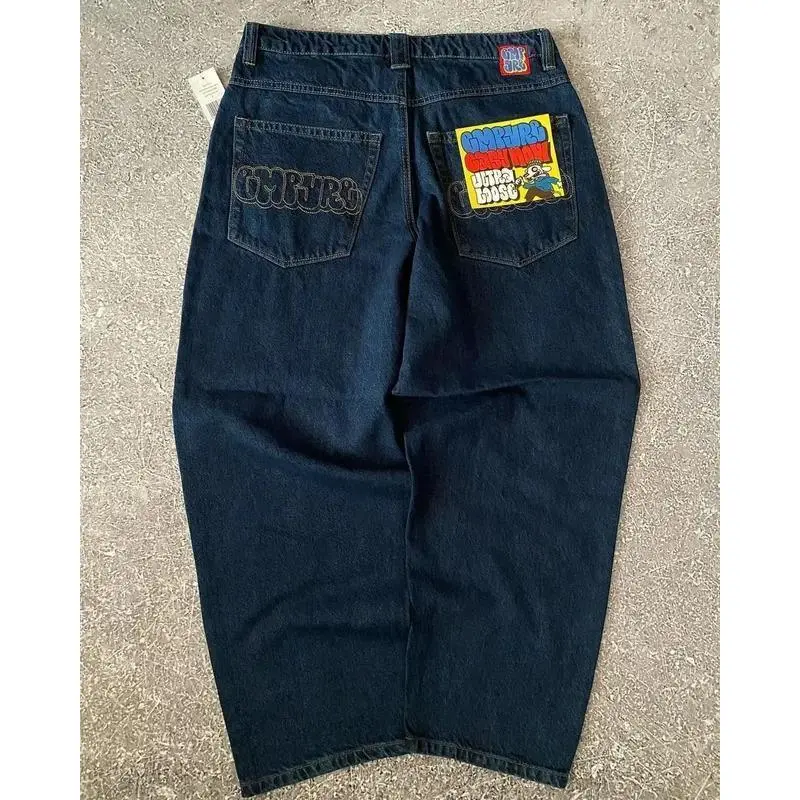 PantsBlackWideLegMenRetroLooseFashionTrendyPantsHip-HopStreetwearStreetCasual