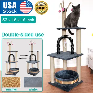 53inch Double Sided use Cat Tree Activity Tower Pet Kitty Furniture with Cave Scratching Posts USA Double Sided use