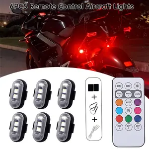 6-12 RGB LED Aircraft Strobe Light Remote Wireless Motorcycle Flash Light Warning Lights for Bike Car Multifunctional Summer LED Lights for Car - Remote Control Strobe Light, Drone Strobe Light, LED Anti-Collision - Lights for Car, Motorcycle, Drone, Bike