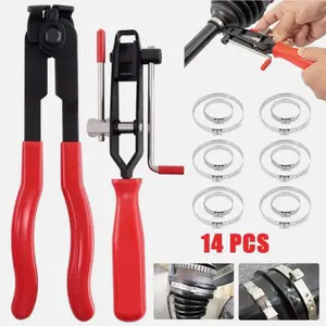 14Pcs CV Joint Boot Clamp Pliers with CV Boot Clamps Kit Ear Type Banding Tool