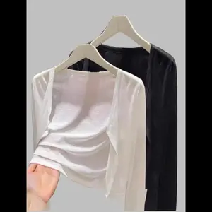 Women's Solid Color Open Front Long Sleeve Cardigan & Tee, Casual Comfy for Daily Wear, Ladies Clothes for All Seasons, Tops