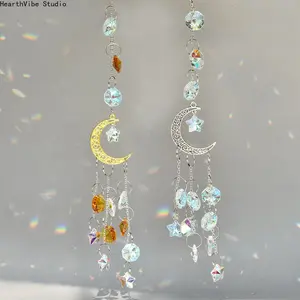 Best-Selling Gold & Silver Moon and Star Crystal Pendant — Suncatcher Window Decoration