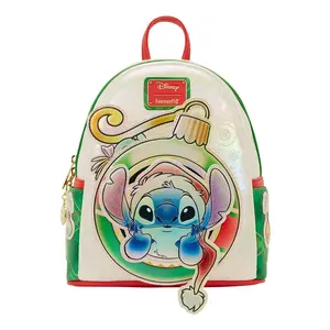 Loungefly Disney Stitch & Scrump Iridescent Holiday Ornament Mini Backpack